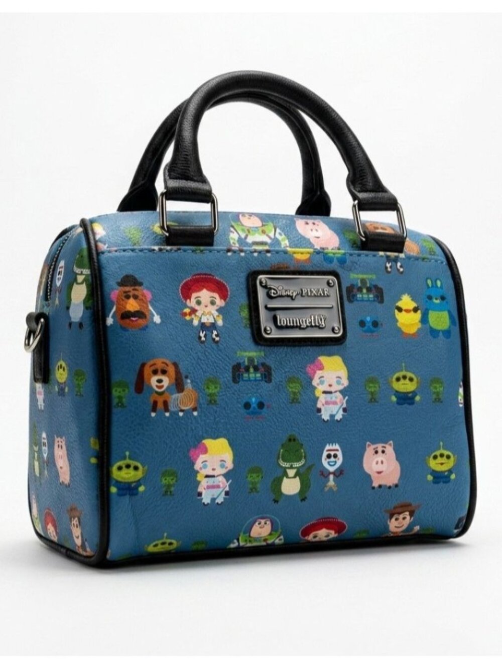 Loungefly Disney Pixar Toy Story Chibi Duffle Satchel Bag Blue Allover Print